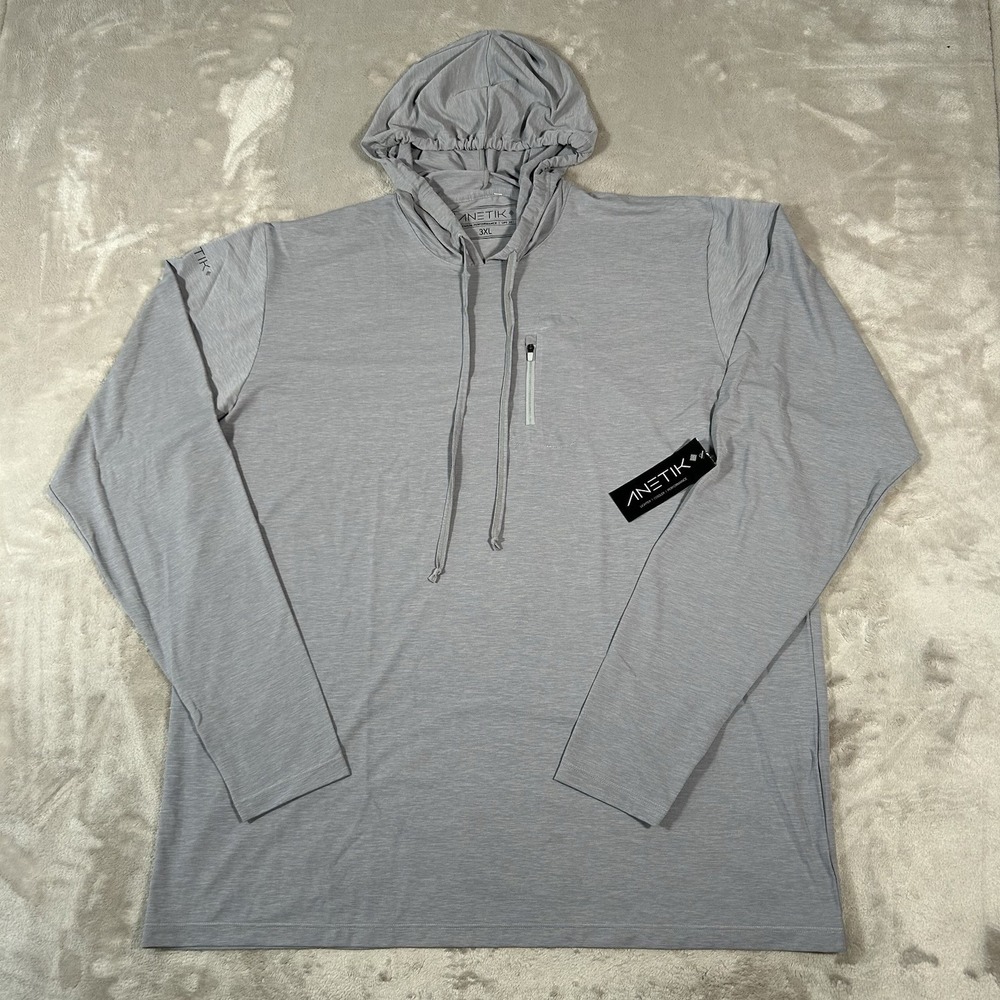 Anetik Low Pro Tech Hoodie Mens 3XL Gray Performance Vint UV Sun Shirt NWT